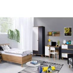 Meble Dla Dzieci|Łóżka Młodzieżowe></noscript>GiB Meble Łóżko młodzieżowe z pojemnikiem na pościel 90x200 MERKURY dąb złoty