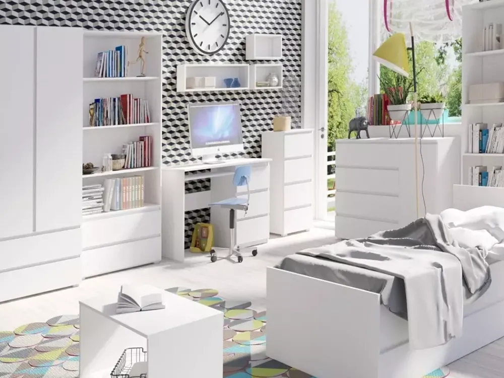 Łóżka Ze Stelażem|Łóżka Z Zagłówkiem>MARIDEX Łóżko nowoczesne do pokoju młodzieżowego 80x200 cm COSTA biały