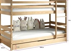 Meble Dla Dzieci|Meble Młodzieżowe></noscript>Meblomal Łóżko piętrowe do pokoju dziecięcego z barierką i szufladą 80x190 cm LUMISLE