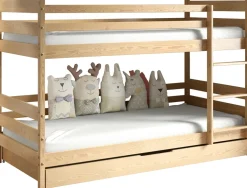 Meble Dla Dzieci|Łóżka Młodzieżowe>Meblomal Łóżko piętrowe w stylu skandynawskim do pokoju dziecięcego z pojemnikiem 80x160 cm LUMISLE