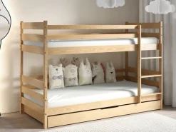 Meble Dla Dzieci|Łóżka Młodzieżowe>Meblomal Łóżko piętrowe w stylu skandynawskim do pokoju dziecięcego z pojemnikiem 80x160 cm LUMISLE