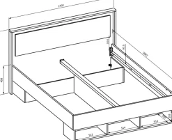 Meble Młodzieżowe|Łóżka Młodzieżowe></noscript>Helvetia Łóżko skrzyniowe 160x200 cm z półkami IMPRESSIO