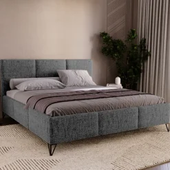 Łóżka Małżeńskie|Łóżka Na Nóżkach>UNISTYL MEBLE Łóżko sypialniane grafitowe LORIO 180x200 z pojemnikiem na pościel