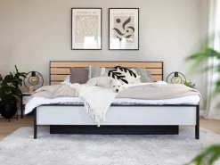 Łóżka Małżeńskie|Łóżka Ze Stelażem></noscript>lenart. Łóżko sypialniane 180x200 cm z pojemnikiem i podświetleniem LED GRIS