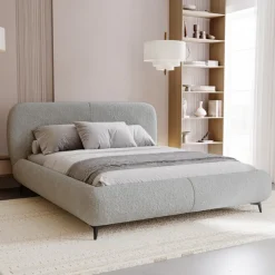Łóżka Ze Stelażem|Łóżka Na Nóżkach>UNISTYL MEBLE Łóżko sypialniane 180x200 z pojemnikiem na pościel MALI jasnoszare