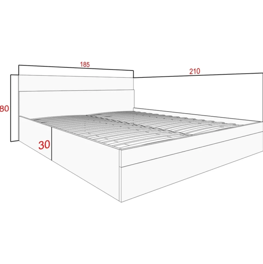 Łóżka Z Zagłówkiem|Łóżka Loftowe>Meblohand Łóżko sypialniane 180x200 z zagłówkiem NELGARI