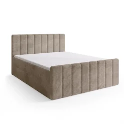 Łóżka Małżeńskie|Łóżka Ze Stelażem></noscript>BROMARKT Łóżko sztruksowe 160x200 cm tapicerowane do sypialni z pojemnikiem DENVER DUO beż