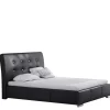 Łóżka Czarne|Łóżka Glamour>Gruszka Łóżko tapicerowane czarne 200x200 ekoskóra WILNO