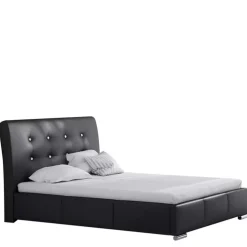 Łóżka Czarne|Łóżka Glamour>Gruszka Łóżko tapicerowane czarne 200x200 ekoskóra WILNO