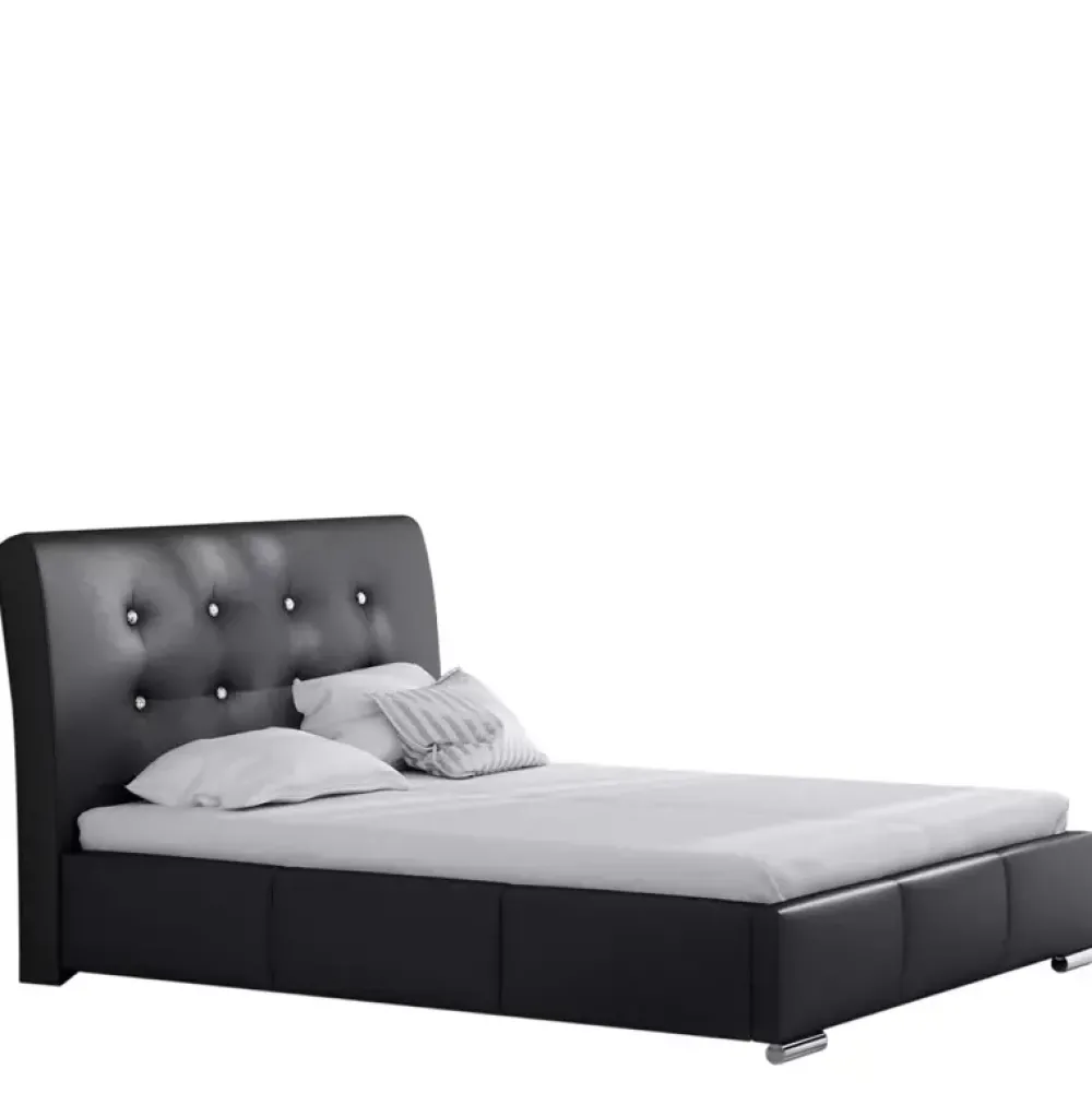 Łóżka Czarne|Łóżka Glamour>Gruszka Łóżko tapicerowane czarne 200x200 ekoskóra WILNO