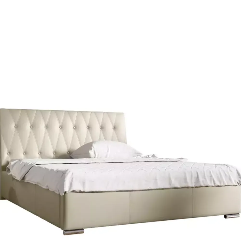 Łóżka Z Zagłówkiem|Łóżka Młodzieżowe>Gruszka Łóżko tapicerowane 140x200 beżowe NANKIN