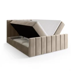 Łóżka Małżeńskie|Łóżka Ze Stelażem>BROMARKT Łóżko tapicerowane 160x200 cm z pojemnikiem DENVER DUO beż