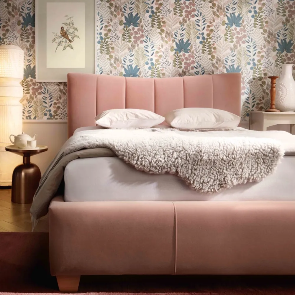 Łóżka Na Nóżkach|Łóżka Różowe>COMFORTEO Łóżko tapicerowane 180x200 do sypialni ARIEL