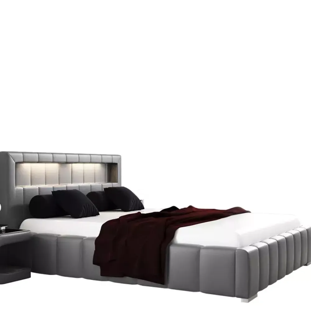 Łóżka Z Zagłówkiem|Łóżka Nowoczesne>Gruszka Łóżko tapicerowane 180x200 szare FLORENCJA