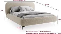 Łóżka Ze Stelażem|Łóżka Na Nóżkach></noscript>UNISTYL MEBLE Łóżko tapicerowane 140x200 z pojemnikiem na pościel MALI ciemnoszare