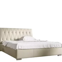 Łóżka Czarne|Łóżka Glamour>Gruszka Łóżko tapicerowane z czarnej ekoskóry 200x200 NANKIN