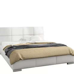 Łóżka Młodzieżowe|Łóżka Z Zagłówkiem>Gruszka Łóżko tapicerowane z czarnej ekoskóry 160x200 MEDELLIN