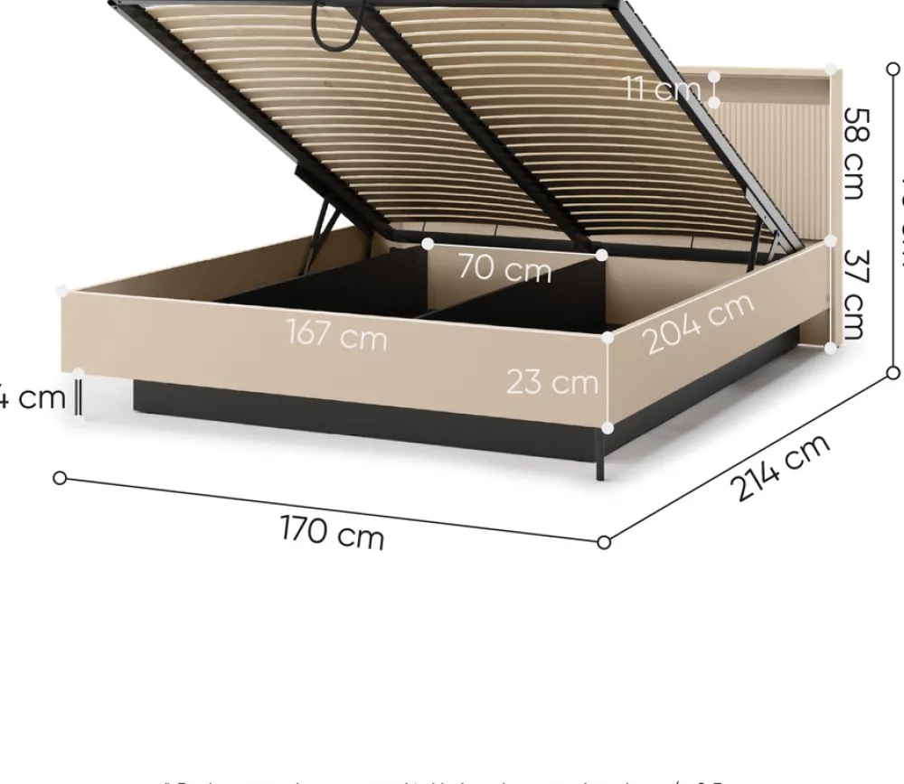 Łóżka Małżeńskie|Łóżka Ze Stelażem>lenart. Łóżko 160x200 cm do sypialni z pojemnikiem oświetlenie LED beżowe TREND
