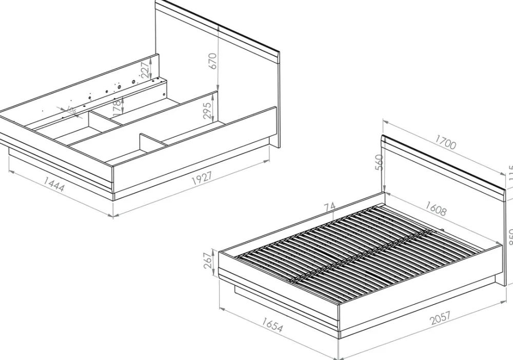 Łóżka Młodzieżowe|Łóżka Małżeńskie>ML Meble Łóżko 160x200 cm do sypialni z pojemnikiem na pościel BLANCO