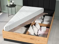 Łóżka Małżeńskie|Łóżka Ze Stelażem>ML Meble Łóżko 160x200 cm młodzieżowe ze stelażem flex i pojemnikiem dąb złoty craft UMIO