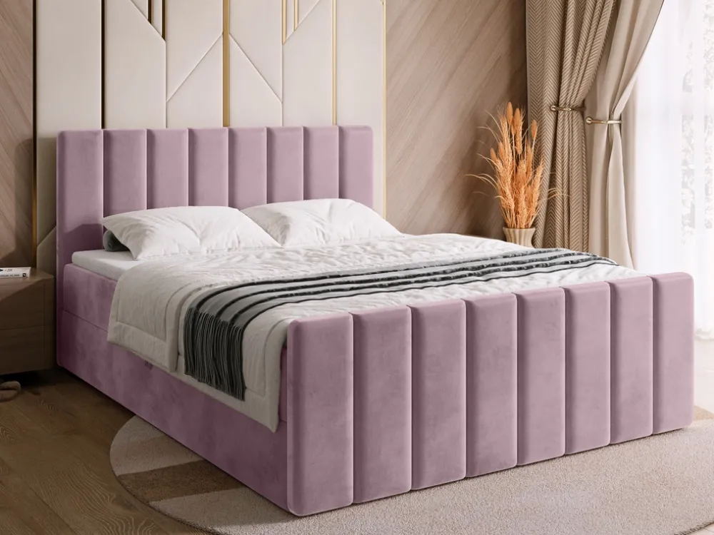 Łóżka Małżeńskie|Łóżka Ze Stelażem>BROMARKT Łóżko 180x200 cm sypialniane z pojemnikiem DENVER DUO różowy