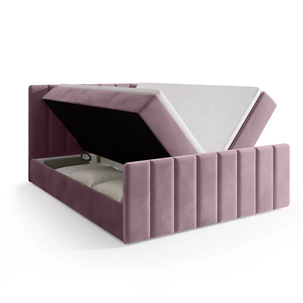 Łóżka Małżeńskie|Łóżka Ze Stelażem>BROMARKT Łóżko 180x200 cm sypialniane z pojemnikiem DENVER DUO różowy