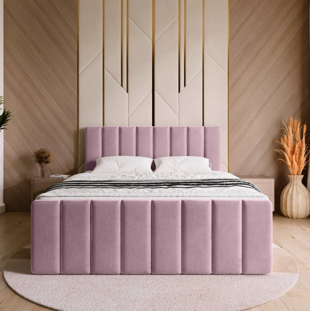 Łóżka Małżeńskie|Łóżka Ze Stelażem>BROMARKT Łóżko 180x200 cm sypialniane z pojemnikiem DENVER DUO różowy