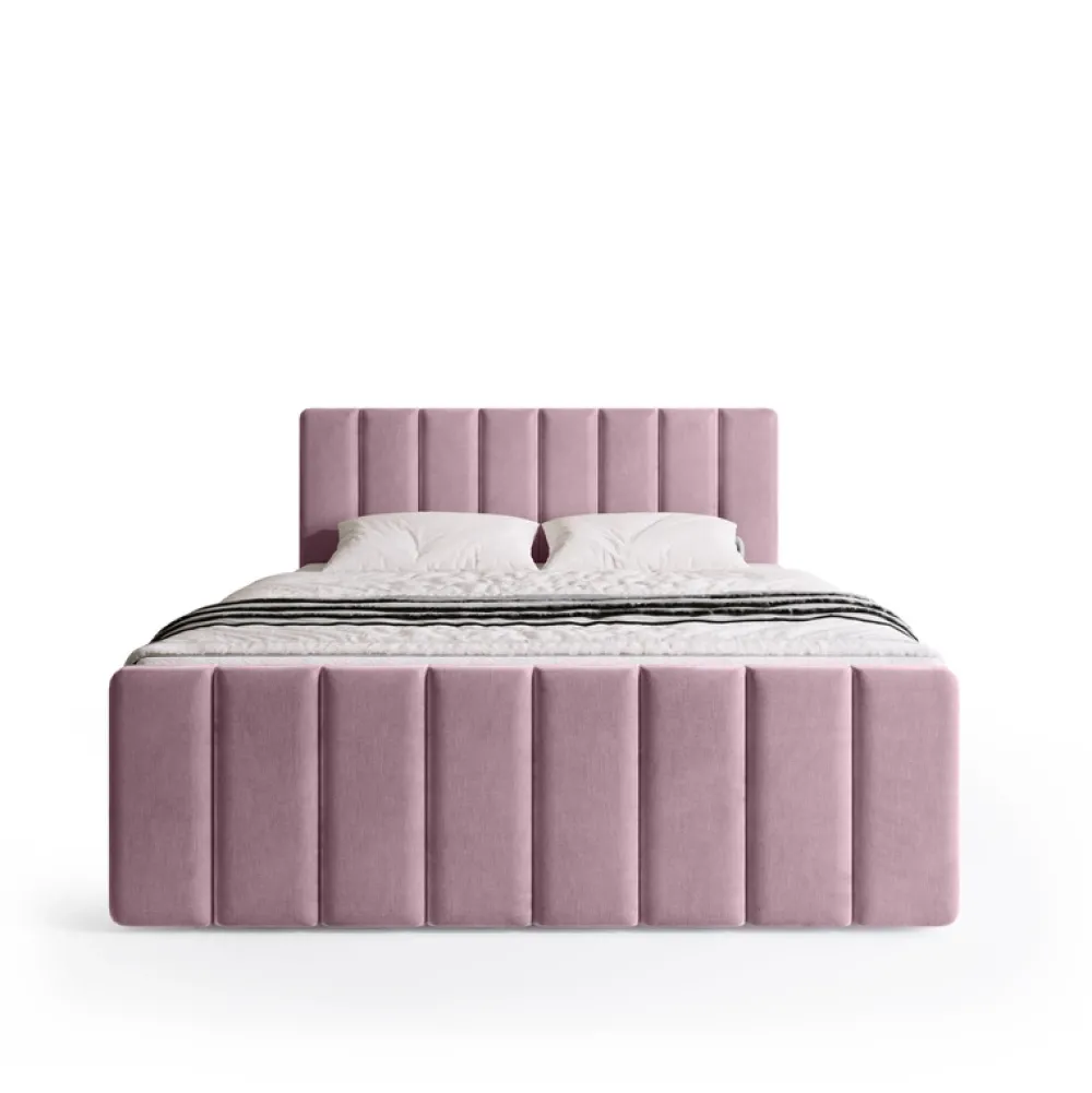 Łóżka Małżeńskie|Łóżka Ze Stelażem>BROMARKT Łóżko 180x200 cm sypialniane z pojemnikiem DENVER DUO różowy