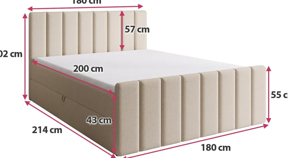 Łóżka Małżeńskie|Łóżka Ze Stelażem>BROMARKT Łóżko 180x200 cm sypialniane z pojemnikiem DENVER DUO różowy