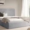 Łóżka Młodzieżowe|Łóżka Z Zagłówkiem>Gruszka Łóżko 160x200 cm tapicerowane z pojemnikiem BELIVO szare