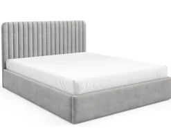 Łóżka Młodzieżowe|Łóżka Z Zagłówkiem></noscript>Gruszka Łóżko 160x200 cm tapicerowane z pojemnikiem BELIVO szare