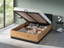 Meble Młodzieżowe|Łóżka Małżeńskie>ML Meble Łóżko 140x200 cm z podnoszonym stelażem i pojemnikiem dąb złoty craft UMIO