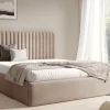 Łóżka Ze Stelażem|Łóżka Z Zagłówkiem>Gruszka Łóżko 140x200 cm z pojemnikiem BELIVO beżowe tapicerowane