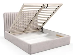 Łóżka Ze Stelażem|Łóżka Z Zagłówkiem>Gruszka Łóżko 140x200 cm z pojemnikiem BELIVO beżowe tapicerowane