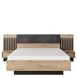 Meble Młodzieżowe|Łóżka Młodzieżowe></noscript>LASKI Łóżko 160x200 do sypialni TERAMO dąb artisan antracyt