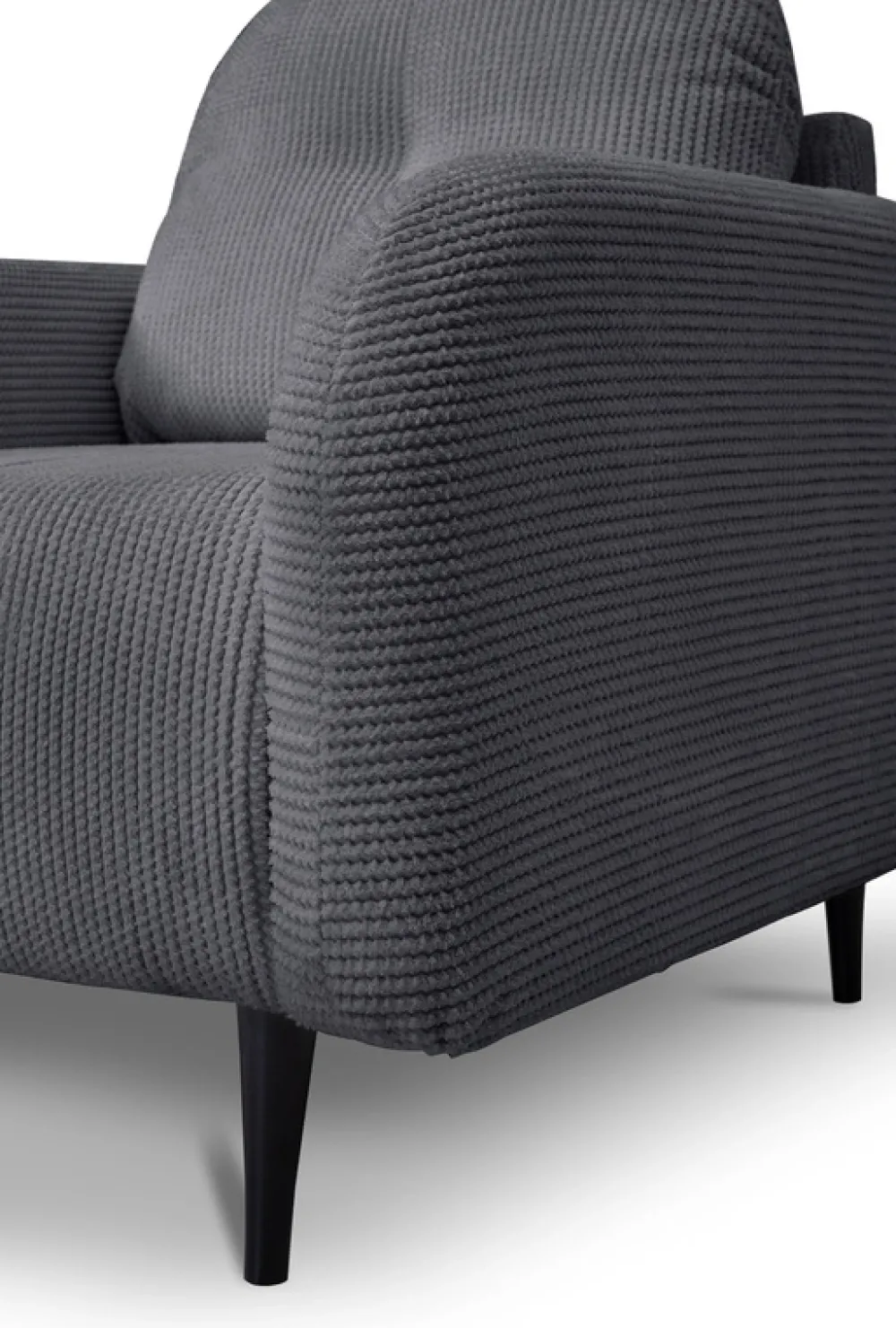 Fotele>LASKI Komfortowy szary fotel sztruksowy do salonu OBLAK