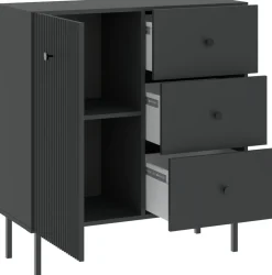 Komody>INTER MEBLE Komoda 91 cm do salonu jednodrzwiowa z szufladami VALTEO czarny