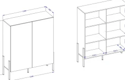 Zestawy Mebli Do Salonu|Komody></noscript>Helvetia Komoda 114 cm do salonu sypialni lub przedpokoju z półkami JUKON kaszmir