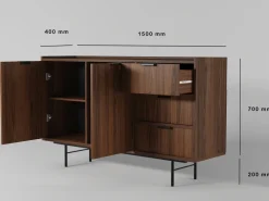 Zestawy Mebli Do Salonu|Komody></noscript>KAROL MEBLE Komoda 150 cm do salonu z szufladami ELVIO orzech warmia