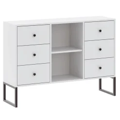 Komody>INTER MEBLE Komoda 115 cm do salonu z szufladami i wnękami LAMORI biała biały