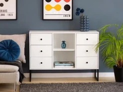 Komody>INTER MEBLE Komoda 115 cm do salonu z szufladami i wnękami LAMORI biała biały