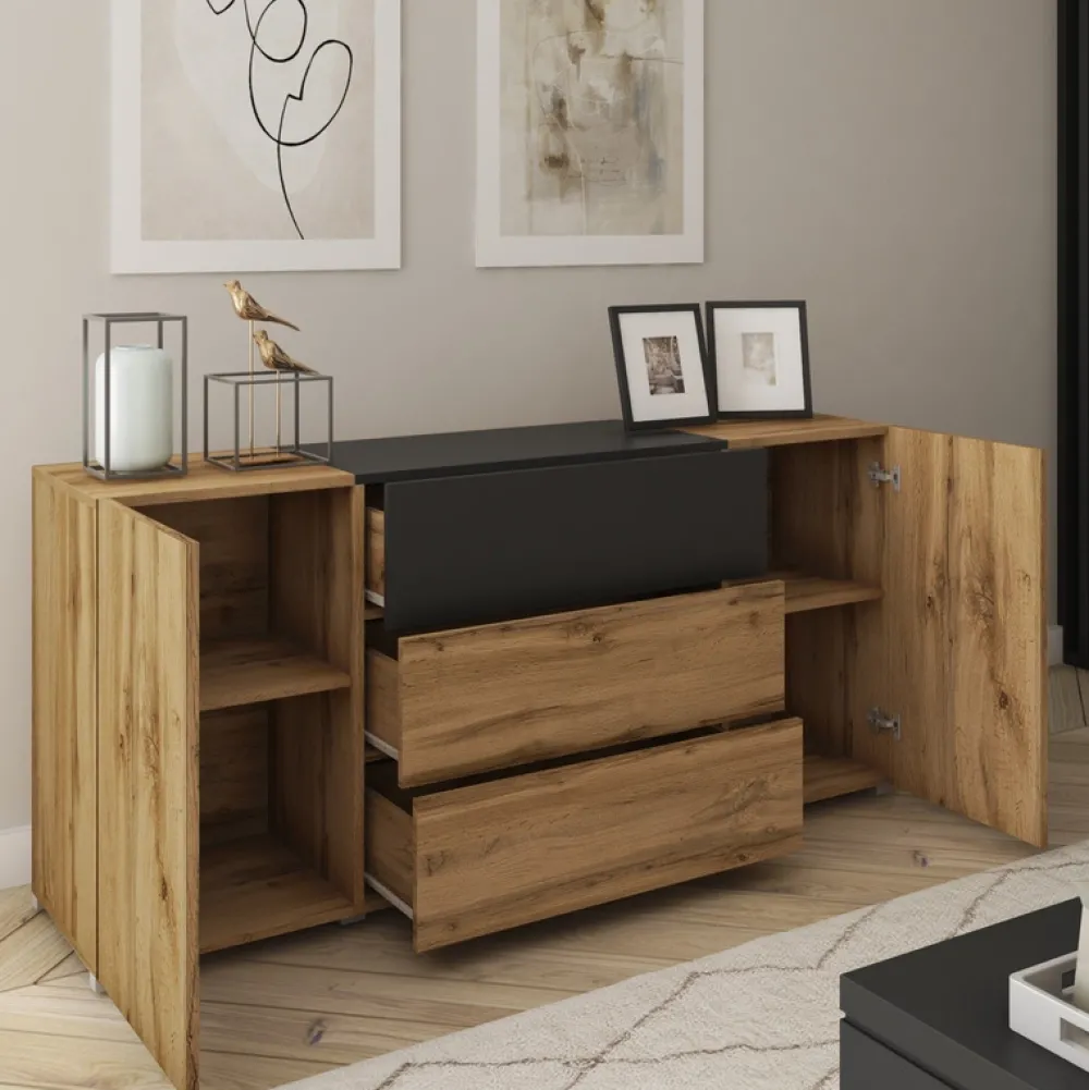 Komody>BRATEX Komoda 150 cm do salonu z szufladami wotan BRAVIN