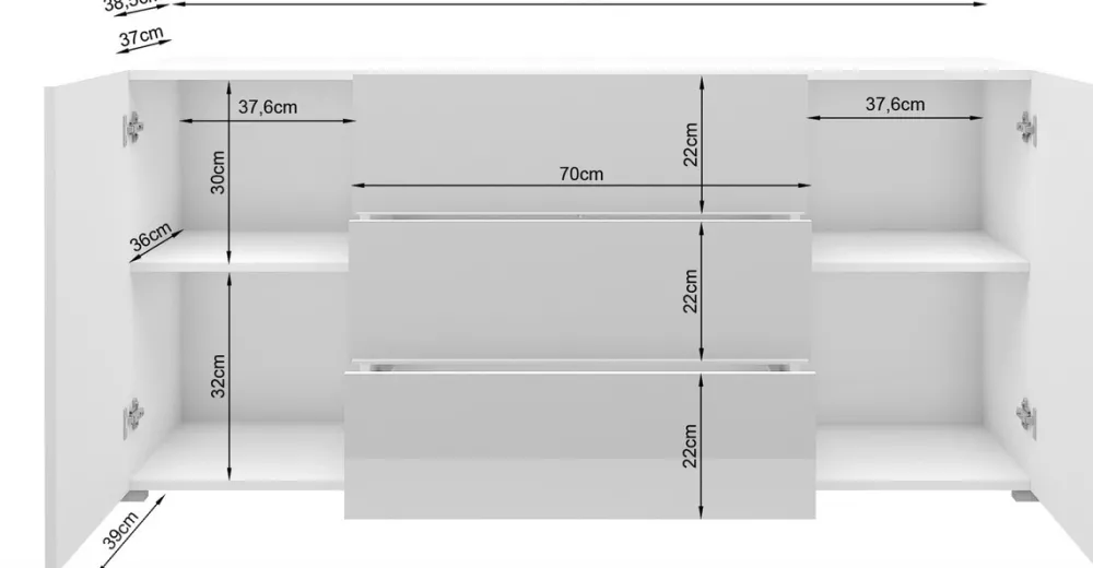 Komody>BRATEX Komoda 150 cm do salonu z szufladami wotan BRAVIN