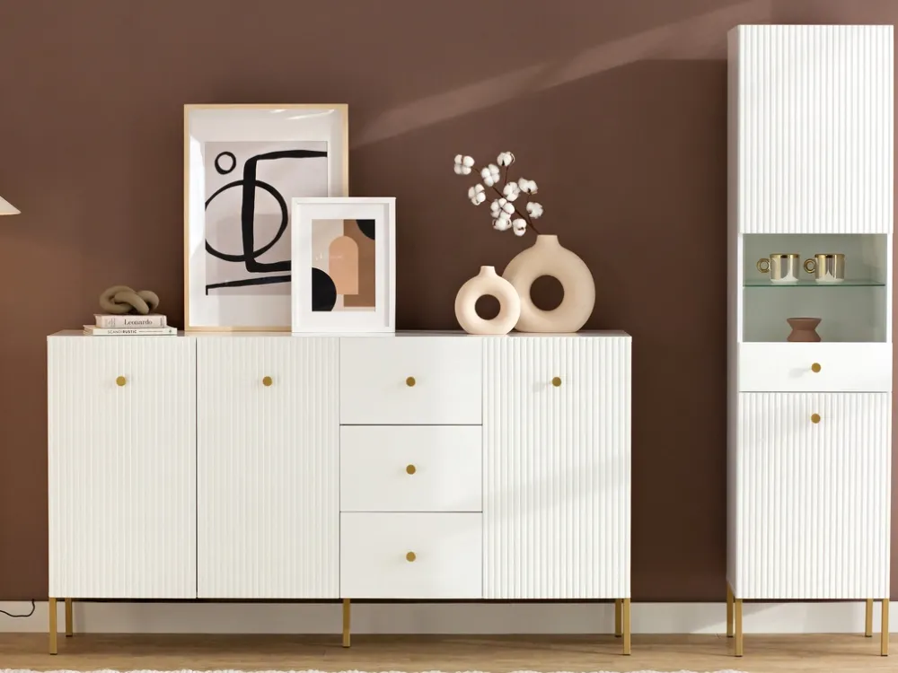 Komody>INTER MEBLE Komoda 178 cm do salonu z szufladami trzydrzwiowa VALTEO biały