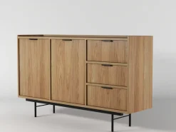 Zestawy Mebli Do Salonu|Komody></noscript>KAROL MEBLE Komoda 150 cm do salonu z szufladami ELVIO hikora naturalna