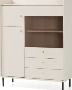 Zestawy Mebli Do Salonu|Witryny>MEBLAR Komoda 100 cm do salonu z witryną GAVIA beż piaskowy