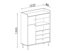 Zestawy Mebli Do Salonu|Witryny></noscript>MEBLAR Komoda 100 cm do salonu z witryną GAVIA beż piaskowy