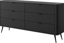 Komody>LASKI Komoda 163 cm do sypialni LEONTE z szufladami czarny