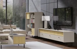 Komody></noscript>MEBLAR Komoda 203 cm z szufladami beż piaskowy dąb olejowany nowoczesna i pojemna MALIVO