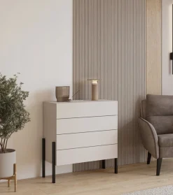 Zestawy Mebli Do Sypialni|Komody>Helvetia Komoda 80 cm z szufladami do sypialni kaszmir JUKON